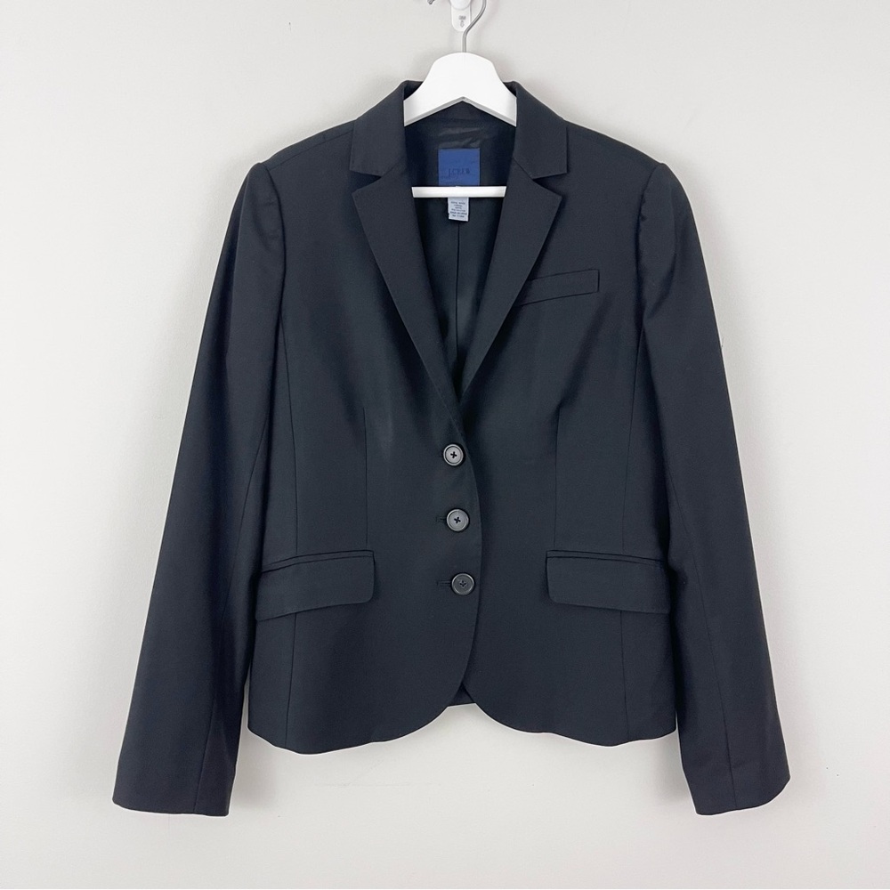 J. Crew Women's Super 120 100% Wool 3 Button Blazer in Black